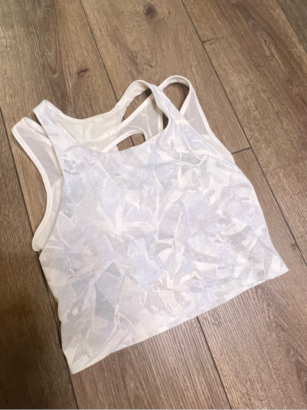 lululemon athletica White Abstract Racerback Crop Tank